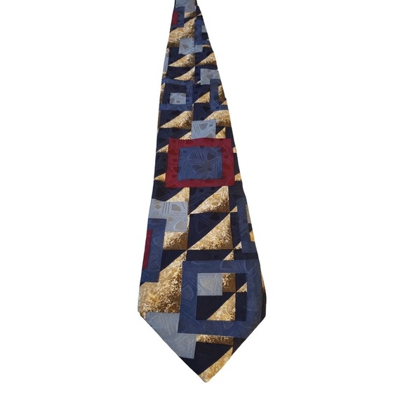 Erreuno Milano Milan Italy 100% Imported Silk Tie Italian‎ Blue/Red/Gold Necktie - Picture 1 of 14